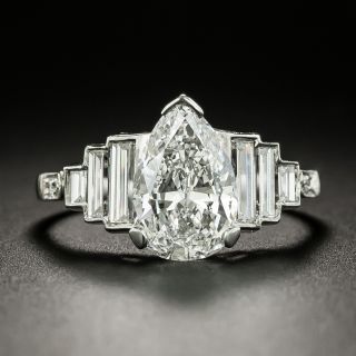 Vintage 1.78 Carat Pear-Shaped Diamond Engagement Ring - GIA E SI1 - 2