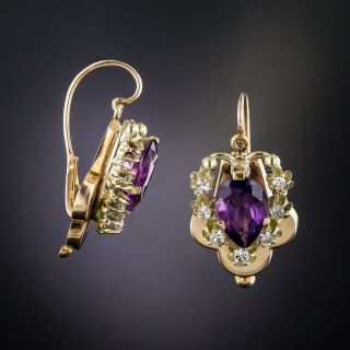 Vintage 14K Amethyst and Diamond Earrings