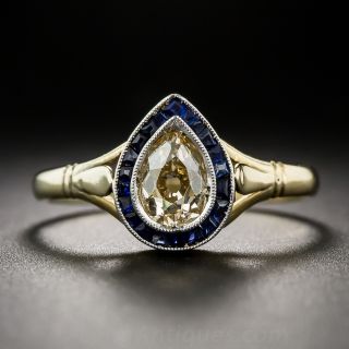 Vintage 14k Gold Champagne Diamond and Sapphire Ring 