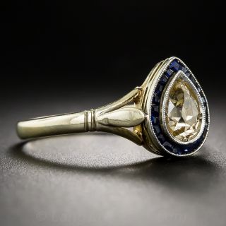 Vintage 14k Gold Champagne Diamond and Sapphire Ring 