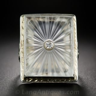 Vintage 14k Quartz and Diamond Ring