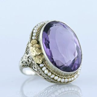 Vintage 16.25 Carat Amethyst Filigree Ring