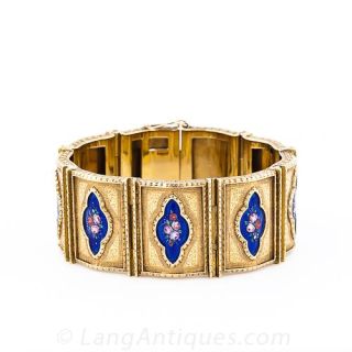 Vintage 18K Enamel Plaque Bracelet