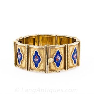 Vintage 18K Enamel Plaque Bracelet