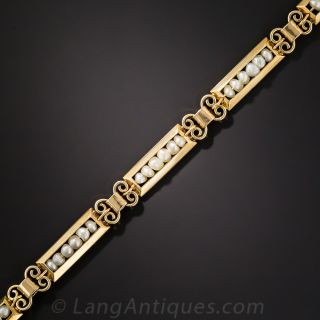 Vintage 18K Gold and Pearl Bracelet