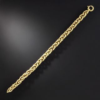 Vintage 18K Gold Textured Wheat Bracelet - 2