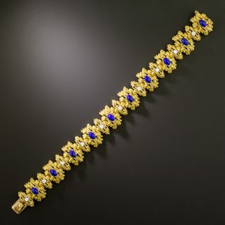 Vintage 1960-70s Brutalist Diamond and Lapis Lazuli Bracelet - 4