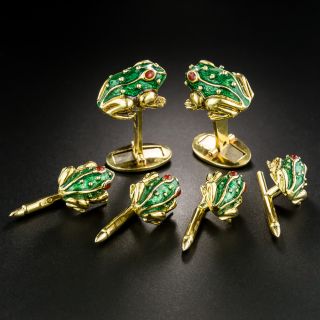 Vintage 1960s Army of Enamel Frogs Dress Set - 3