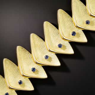 Vintage 1960s Geometric Shell Motif Bracelet with Sapphires - 3