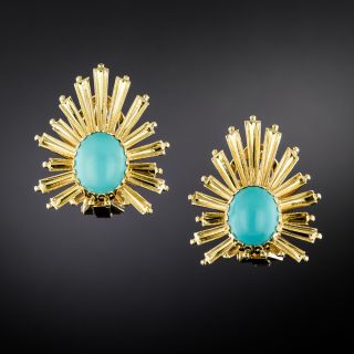 Vintage 1960s Turquoise Earrings - 2