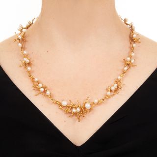 Vintage 1970's Pearl and Twig Necklace by Karl Stittgen