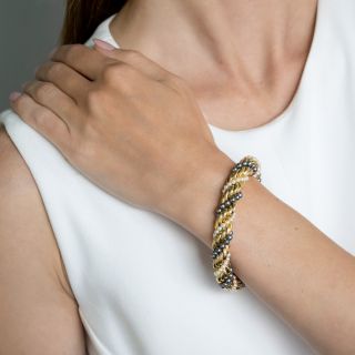 Vintage 1980s B&W Pearl Twist Rope Bracelet