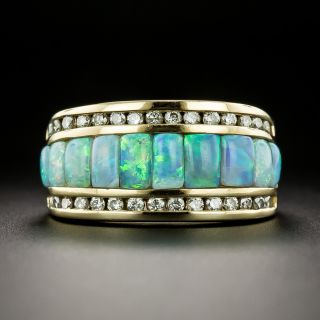 Vintage 1990 Opal Inlay and Diamond Ring by Kabana - 3