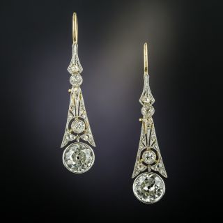 Vintage 2.01 Carat Diamond Dangle Earrings - 4