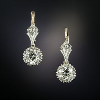 Vintage 2.13 Carat Diamond Drop Earrings - GIA - 1