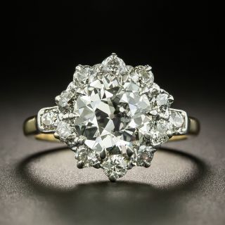 Vintage 2.17 Carat Center Diamond Cluster Engagement Ring -  GIA K VVS2 - 3