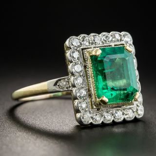 Vintage 2.40 Carat Emerald Diamond Ring