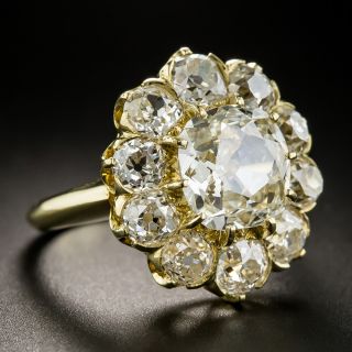 Vintage 2.47 Carat Antique Cushion-Cut Diamond Cluster Ring - GIA J VS1