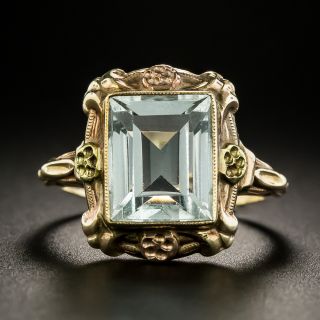 Vintage 2.80 Carat Aquamarine Floral Motif Ring - 2