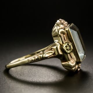 Vintage 2.80 Carat Aquamarine Floral Motif Ring