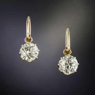 Vintage 2.96 Carat Total Weight Diamond Drop Earrings - GIA  - 1
