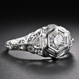 Vintage .20 Carat Diamond Filigree Ring, Circa 1920