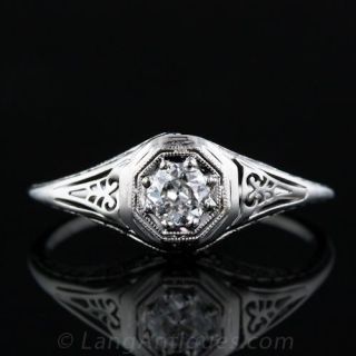 Vintage .20 Carat Diamond Filigree Ring 
