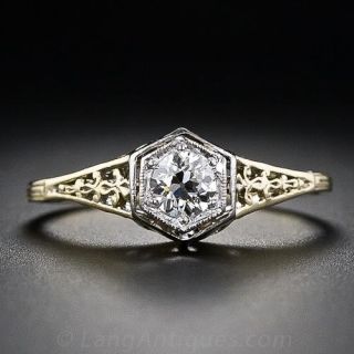 Vintage .25 Carat Diamond Filigree Engagement Ring