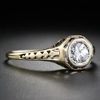 Vintage .28 Carat Diamond Filigree Ring