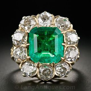 Vintage 3.85 Carat Emerald and Diamond Ring - 1