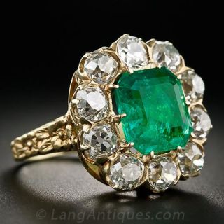 Vintage 3.85 Carat Emerald and Diamond Ring