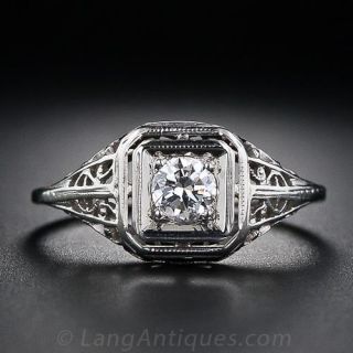 Vintage .30 Carat Diamond Filigree Ring