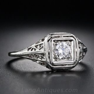 Vintage .30 Carat Diamond Filigree Ring