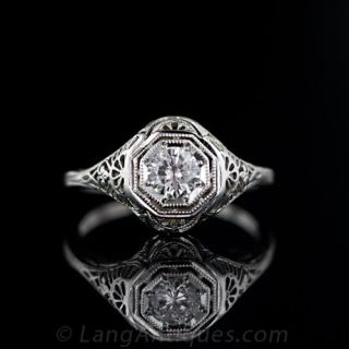Vintage .36 Carat Diamond Filigree Ring
