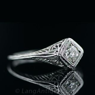 Vintage .38 Carat Diamond Filigree Ring