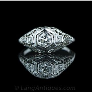 Vintage .40 Carat Diamond Filigree Ring Main View