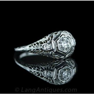 Vintage .40 Carat Diamond Filigree Ring