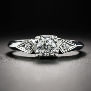 Vintage .42 Carat Diamond Platinum Engagement Ring 