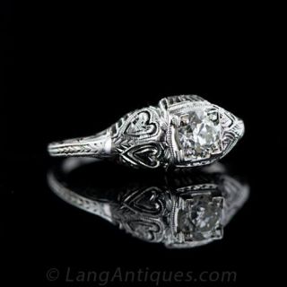 Vintage .45 Carat Filigree Diamond Engagement Ring