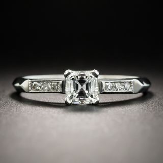 Vintage .47 Carat Square Emerald-Cut Diamond Engagement Ring - GIA G VS1
