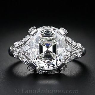 Vintage 5.32 Carat Asscher Cut Diamond Ring