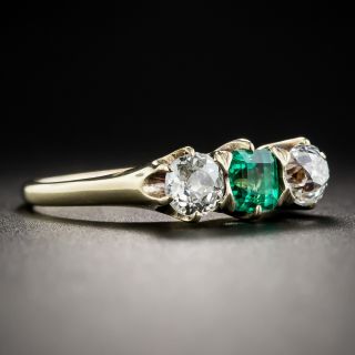 Vintage .53 Carat Emerald and Diamond Three-Stone Ring