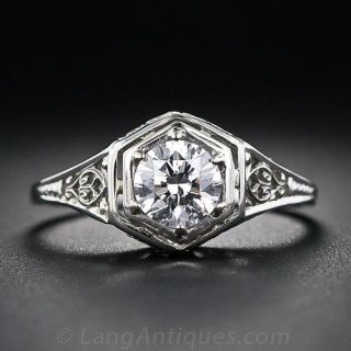 Vintage .56 Carat Filigree Diamond Engagement Ring
