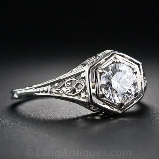 Vintage .56 Carat Filigree Diamond Engagement Ring