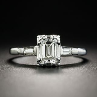 Vintage .58 Carat Emerald-Cut Diamond Engagement Ring - GIA F VS2 