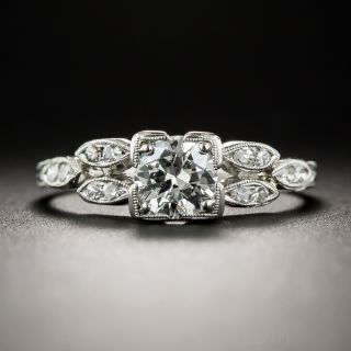 Vintage .58 Carat Platinum Diamond Engagement Ring - GIA F VS2