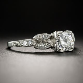 Vintage .58 Carat Platinum Diamond Engagement Ring - GIA F VS2