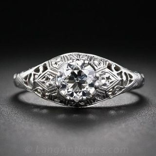 Vintage .68 Carat Filigree Diamond Ring