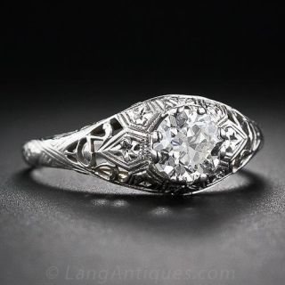 Vintage .68 Carat Filigree Diamond Ring