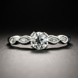 Vintage .69 Carat Diamond Platinum Engagement Ring - GIA H VS2   